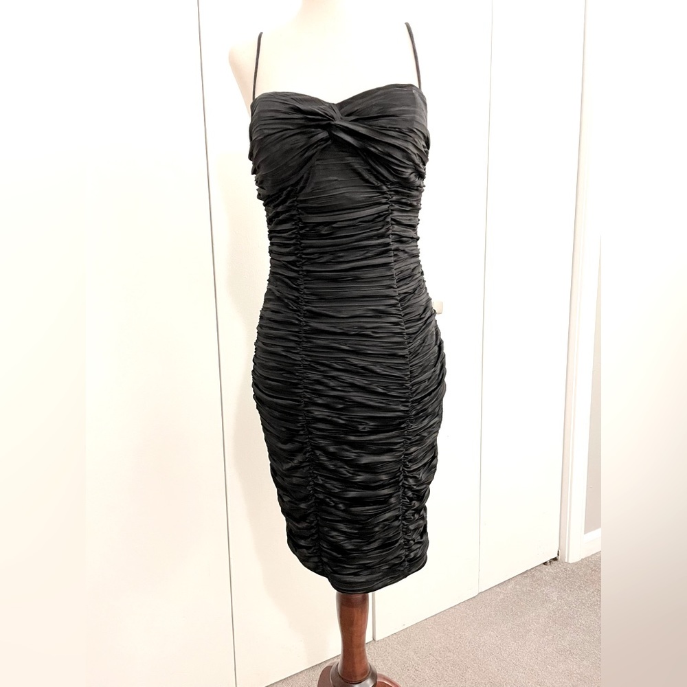 Little black, ruched cocktail/party dress, Size 5, A. Byer, Excellent condition.